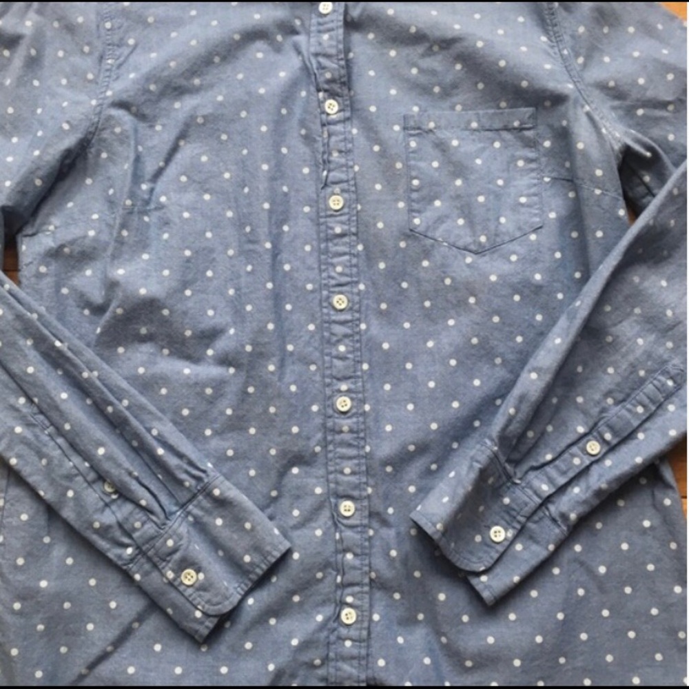 Chambray Button Up With White Polka Dots - image 1